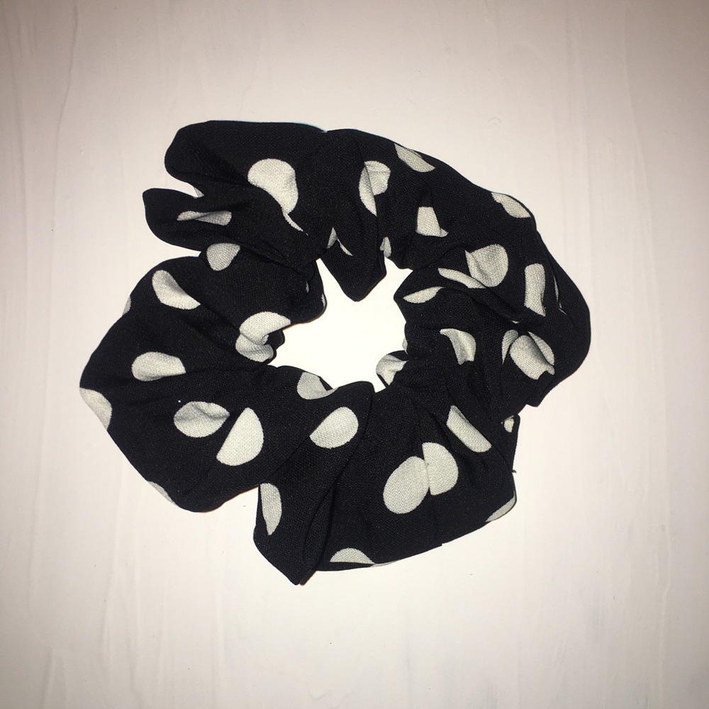 Black Polka Dot Scrunchie